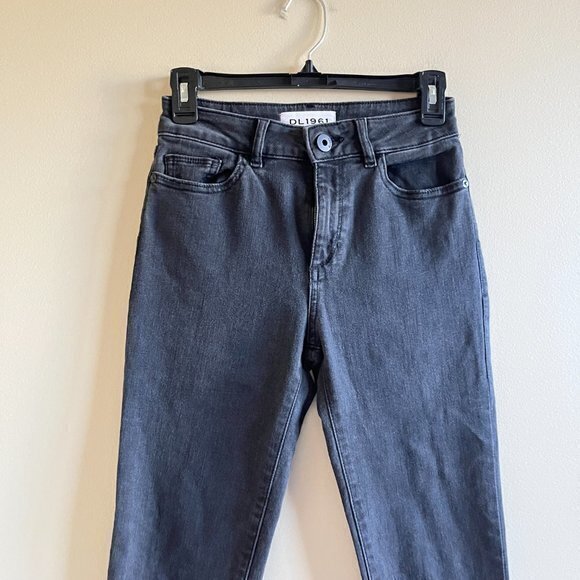 DL1961 FARROW HIGH RISE INSTASLIM MAGMA JEANS SKINNY ANKLE WOMENS SIZE 25 BLACK - Picture 2 of 8